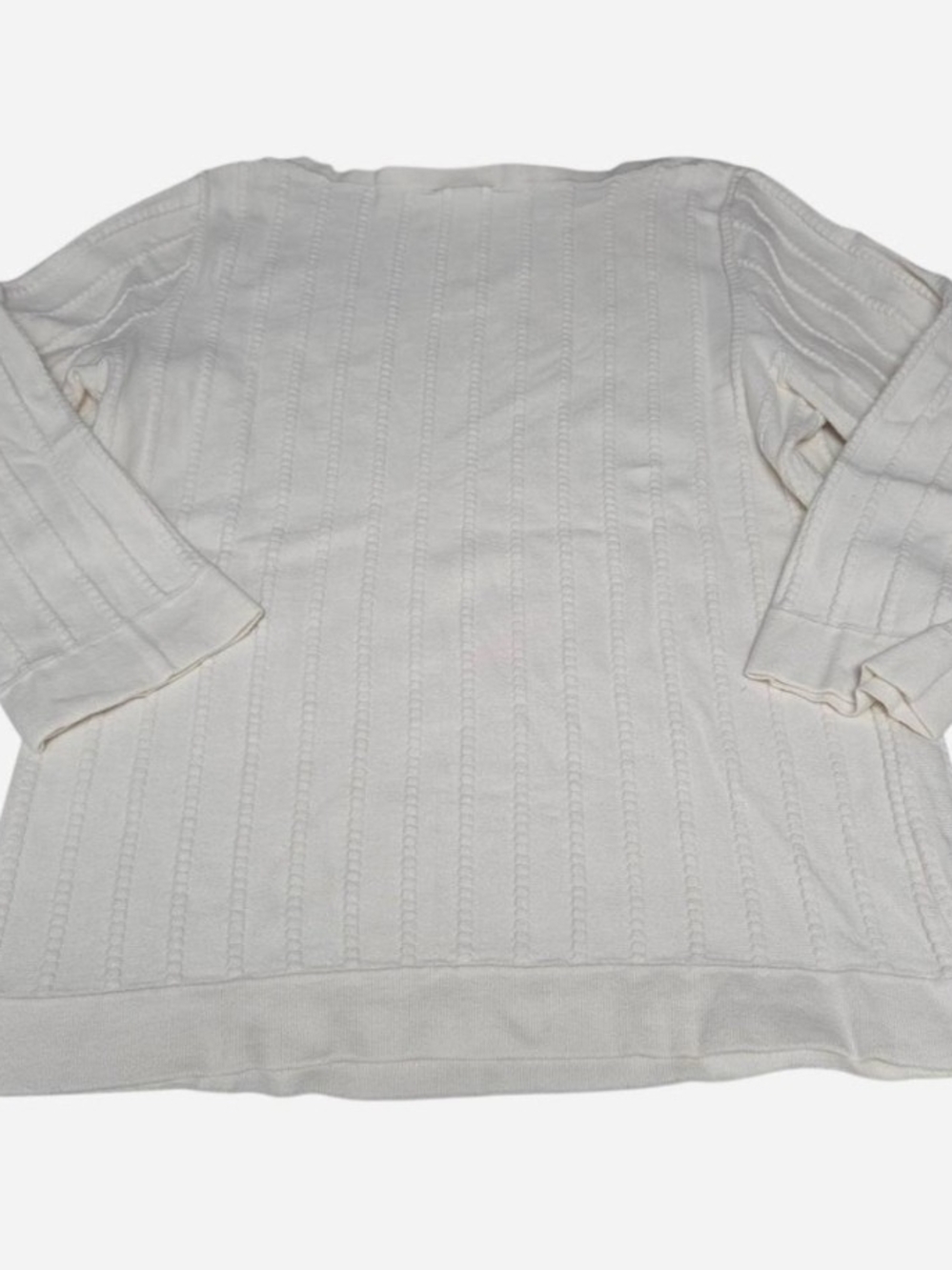 Ann Taylor Ivory Cable Knit Boat Neck 3/4 Sleeve Sweater - M